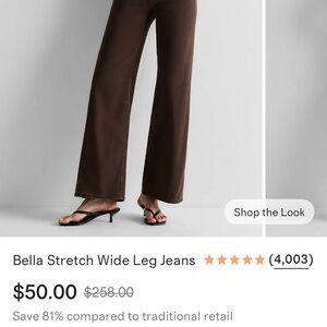 Quince Chocolate Brown Bella Stretch Wide Leg Denim